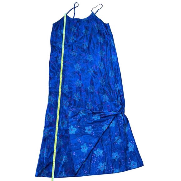Valarie Stevens 90's Blue Floral Maxi Midi Slip Dress Size M Romantic Feminine - Picture 5 of 10